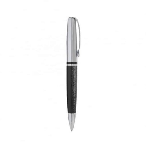CANETA METAL BRILHANTE C/ COURO SPX-ER133B NA COR PRATA