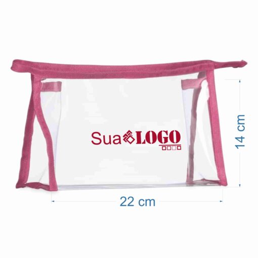 Alternative view of Necessaire Personalizada Plástica - transparente com detalhes em rosa