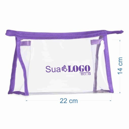 Alternative view of Necessaire Personalizada Plástica - Transparente/Roxo