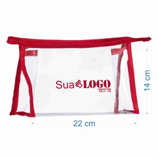 Alternative view of Necessaire Personalizada Plástica - transparente com detalhes em vermelho