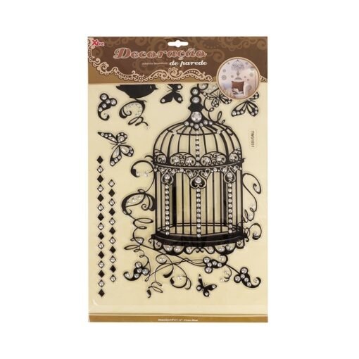 ADESIVO DECORATIVO GAIOLA PASSARO SPX-P@ADSTWG1051 NA COR PRETO