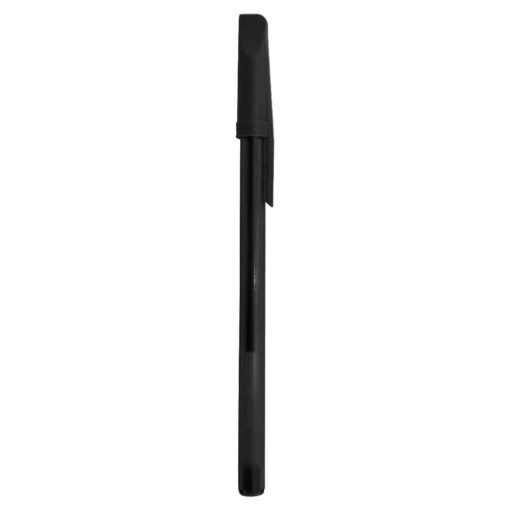 CANETA PLÁSTICA TRANSLUCIDA C/ TAMPA  SPX-13629T NA COR PRETO