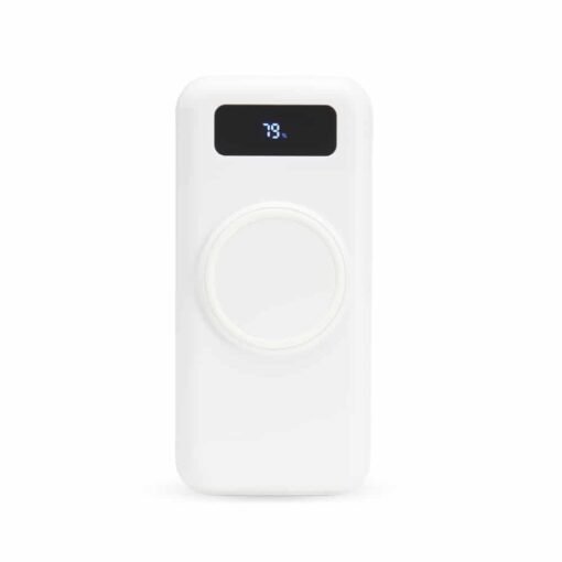 POWER BANK 10.000MAH COM CARREGAMENTO VIA INDUÇÃO OU VIA CABO SPX-06052 NA COR BRANCO