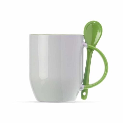CANECA DE CERAMICA C/ COLHER  SPX-P@13561 NA COR BRANCO