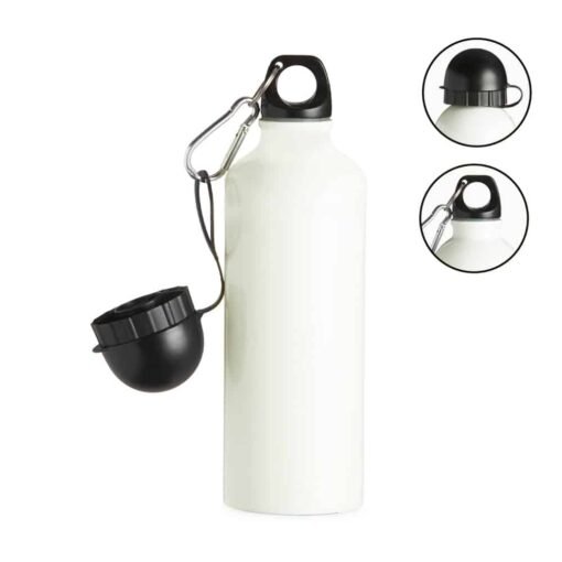 SQUEEZE ALUMINIO 500ML C/ BICO E MOSQUETÃO SPX-9139AS NA COR BRANCO