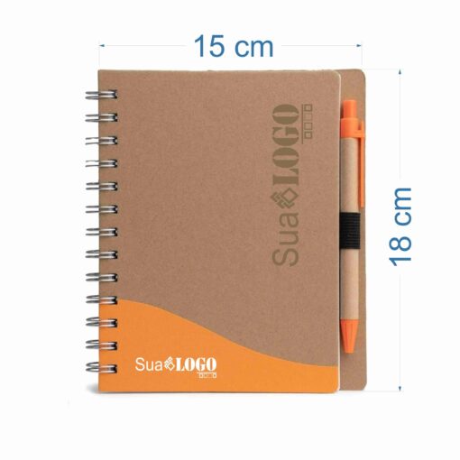 Alternative view of Bloco Personalizado Para Empresas De Anotações Com Caneta - bege com detalhes em laranja