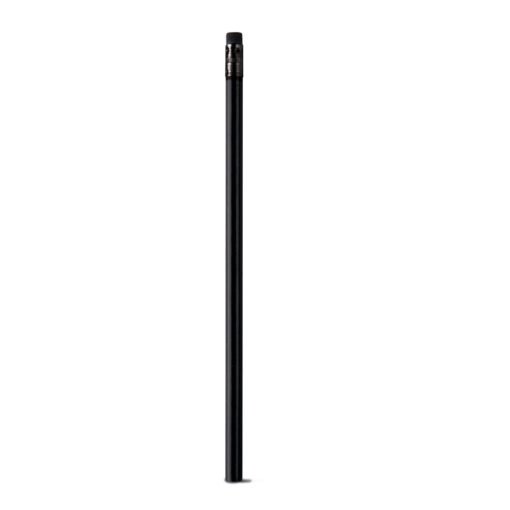 Lápis apontado com borracha. Grau de dureza: HB. Produto certificado de acordo com a portaria Inmetro nº423 de 8/out/2021. ø7 x 190 mm PRETO