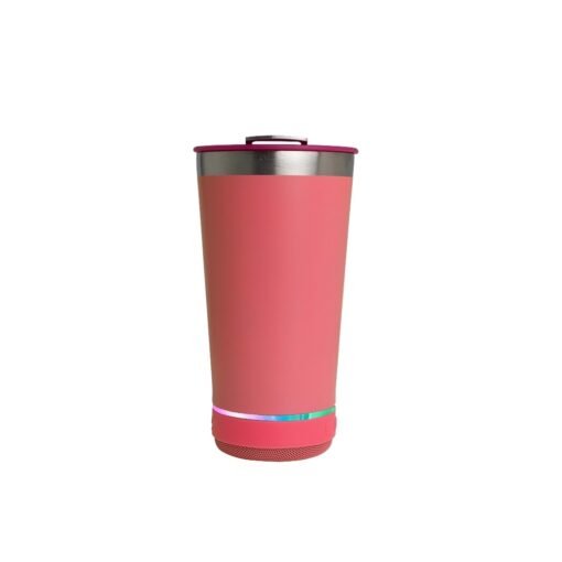 COPO TÉRMICO 400ML COM CAIXA DE SOM SPX-18749B NA COR ROSA