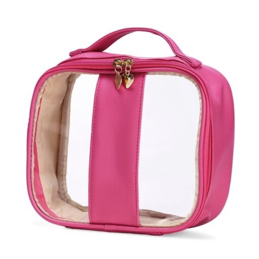 NECESSAIRE EM PVC E PU TAM.G SPX-18647G NA COR ROSA