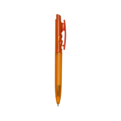 Caneta Com Logo Plástica Translucida na cor laranja