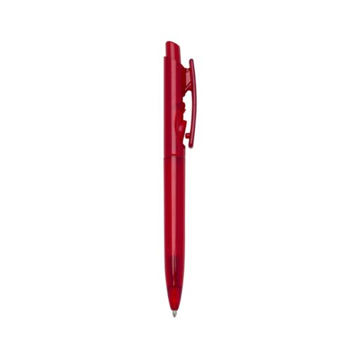 Caneta Personalizada Plástica Translucida na cor vermelho