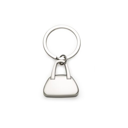 Chaveiro Personalizado Metal Formato Bolsa na cor prata