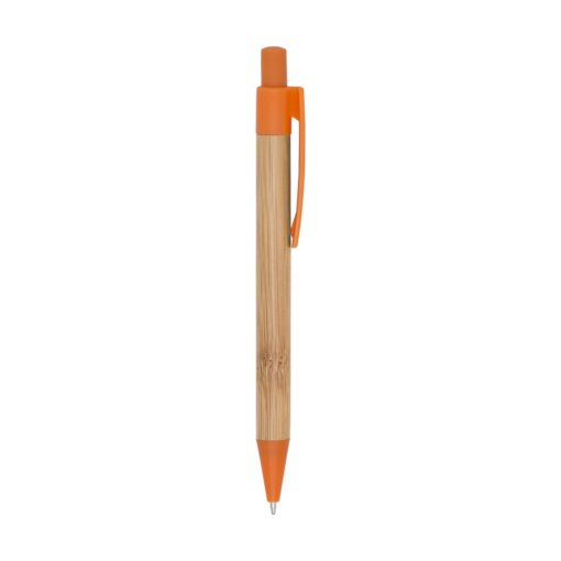 Caneta Personalizada Bambu - Bambu/Laranja | Brindes Brasil
