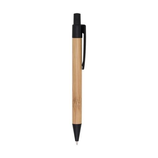 Caneta Personalizada Bambu - Bambu/Preto | Brindes Brasil