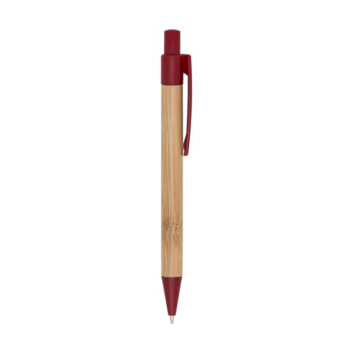 Caneta Personalizada Bambu - Bambu/Vermelho | Brindes Brasil