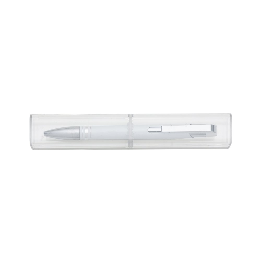 CANETA SEMI - METAL C/ TUBINHO ACRILICO  SPX-12653 NA COR BRANCO