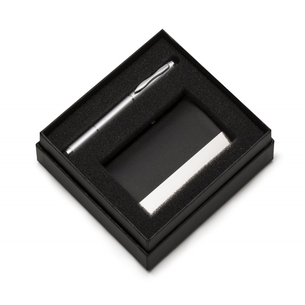 CONJUNTO CANETA 3 EM 1 C/ PORTA CARTÃO  SPX-12736 NA COR PRETO