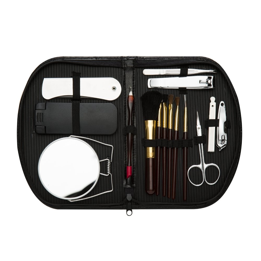 KIT MANICURE 15 PEÇAS C/ ESTOJO  SPX-10127 NA COR PRETO