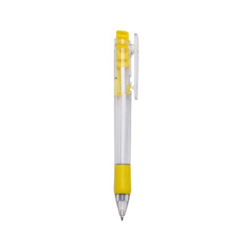 Caneta Personalizada Plástica - Transparente/Amarelo