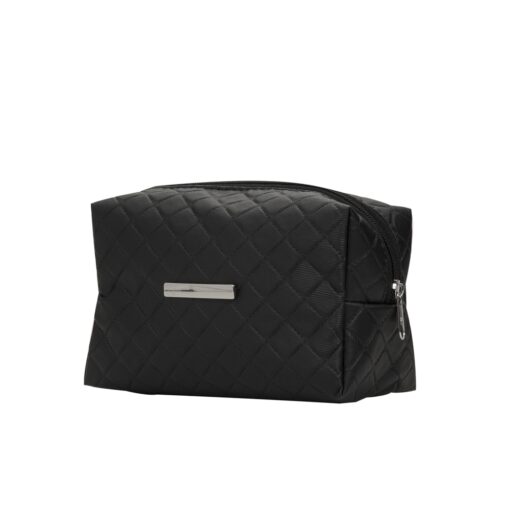 Necessaire Para Brindes Puff Matelassê C/ Detalhe Prata na cor preto