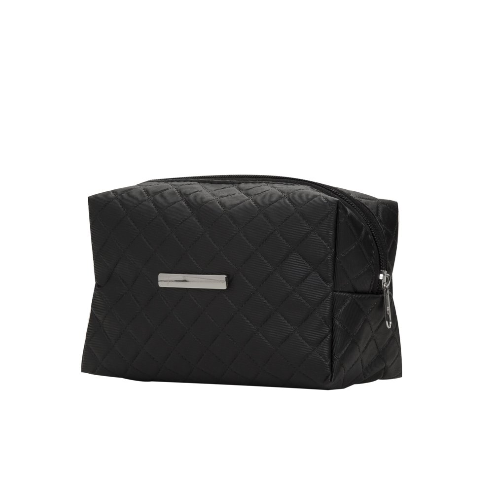 NECESSAIRE PUFF MATELASSÊ C/ DETALHE PRATA  SPX-13295 NA COR PRETO