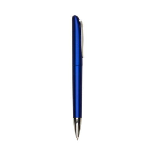 Caneta Personalizada Plástica - azul com detalhes em prata