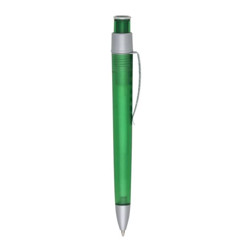 Caneta Personalizada Plástica - verde com detalhes em prata