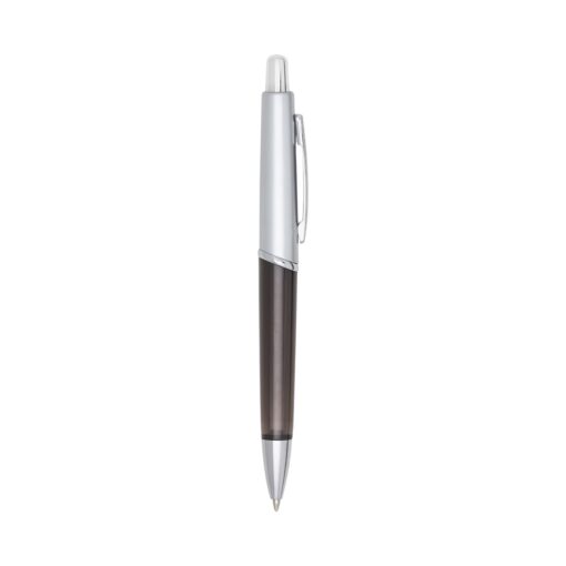 Caneta Com Logo Plástica - preto com detalhes em prata