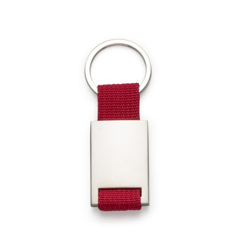 Chaveiro Para Brindes De Metal C/ Nylon - prata com detalhes em vermelho