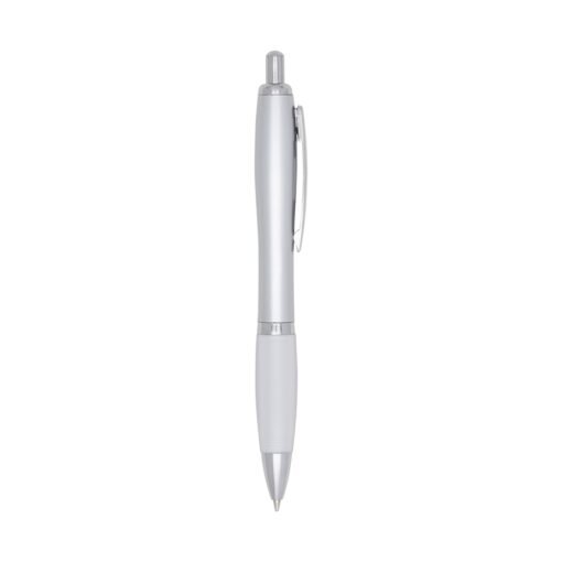 Caneta Personalizada Plástica - Prata/Branco