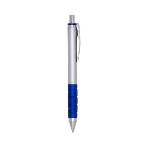Caneta Personalizada Plástica - azul com detalhes em prata