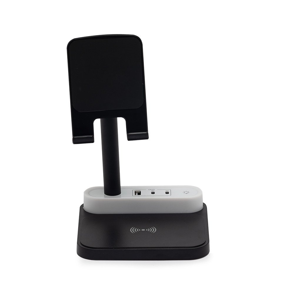 CARREGADOR SEM FIO COM LUZ E SUPORTE SPX-08000 NA COR PRETO