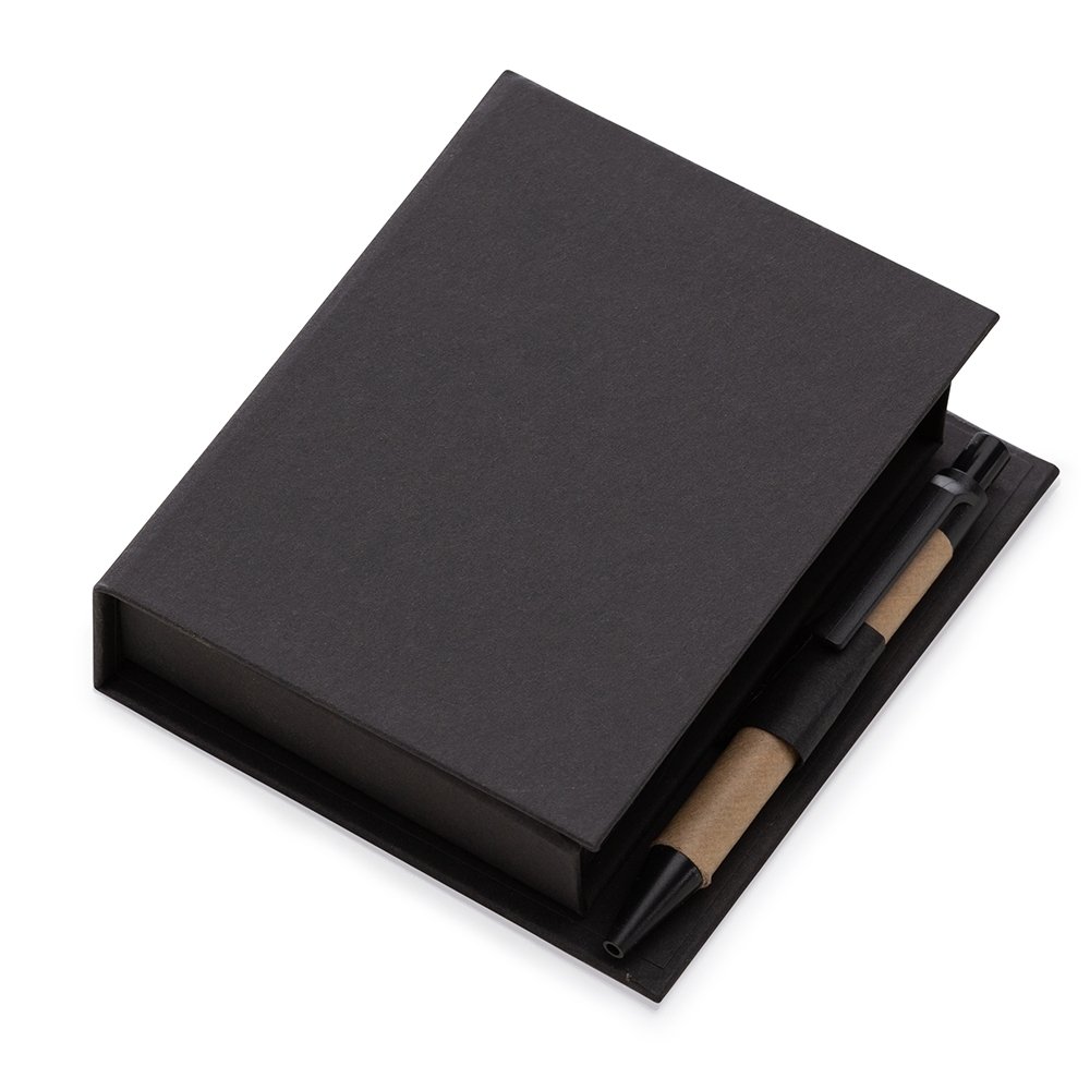 BLOCO DE ANOT. C/ AUTO-ADESIVO E CANETA SPX-14228-PRE NA COR PRETO