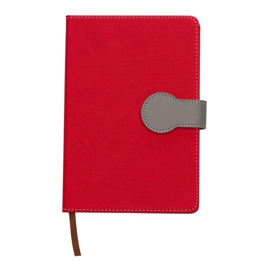 Caderneta Promocional Sintética - vermelho com detalhes em marrom