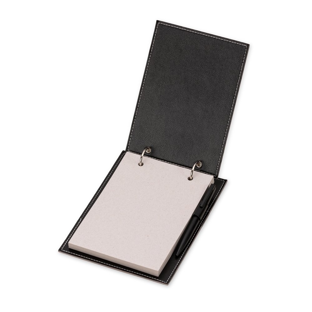 BLOCO DE ANOTAÇÕES DE MESA COURO SINTETICO  SPX-14491 NA COR PRETO