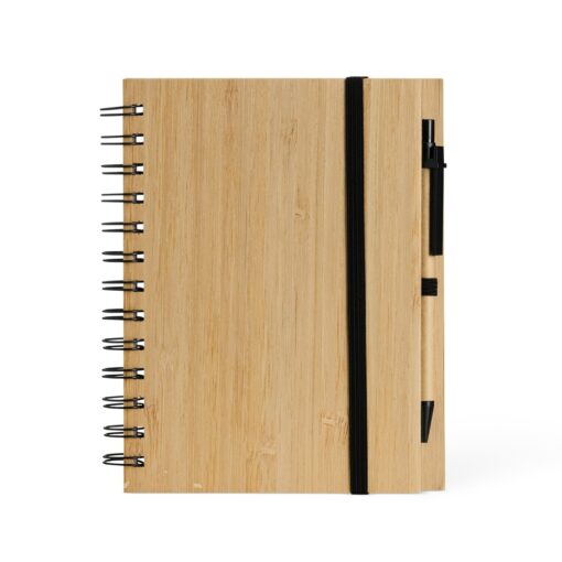 Bloco Personalizado De Anotações Bambu Com Caneta na cor bambu