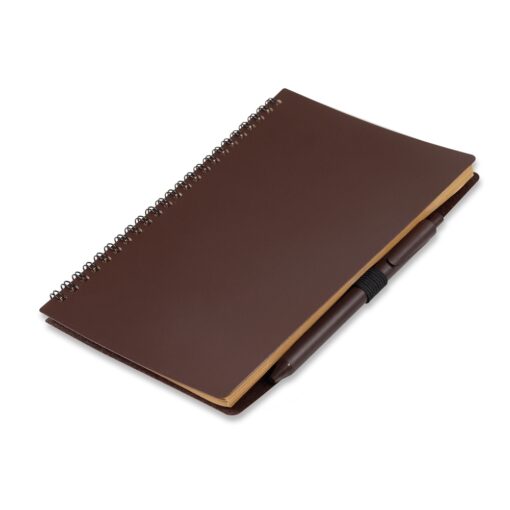 Caderno Personalizado P/ Anot. C/ Caneta Fibra De Cafe na cor marrom