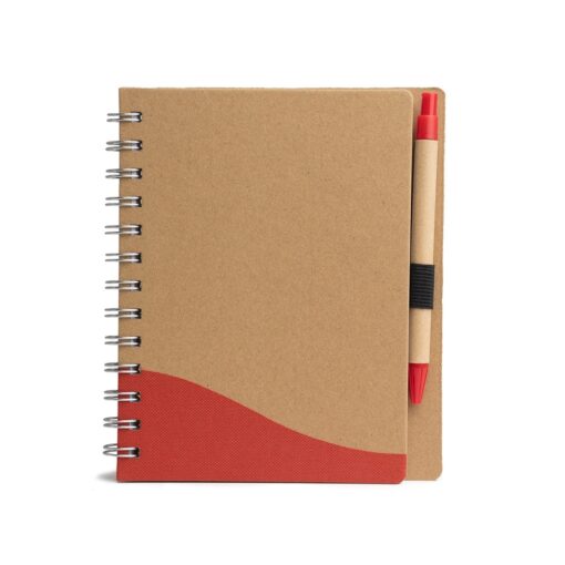 Bloco Com Logo De Anotações Com Caneta - bege com detalhes em vermelho