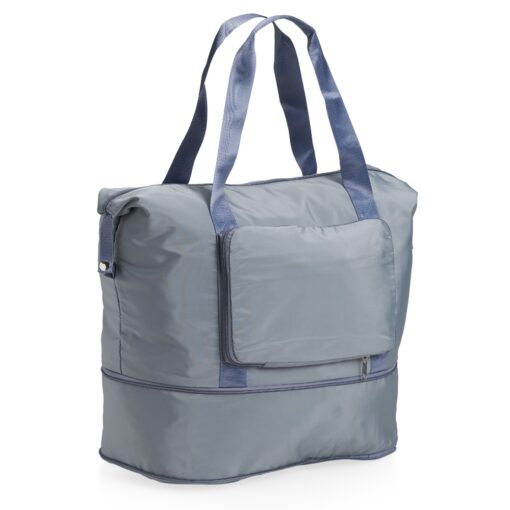 Bolsa Personalizada Para Empresas Dobrável E Expansível 40L - cinza com detalhes em azul