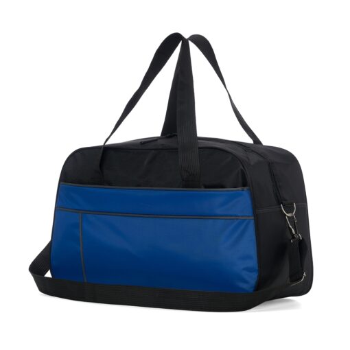 Bolsa Promocional Poliéster 38L - preto com detalhes em azul