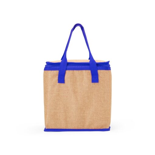 Bolsa Para Brindes Térmica 14L - bege com detalhes em azul