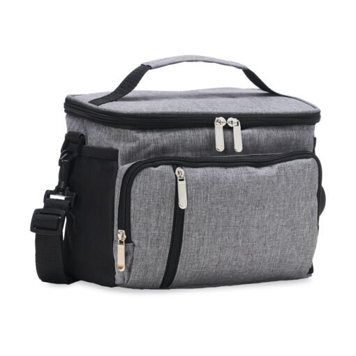 Bolsa Para Brindes Térmica 9L - cinza com detalhes em preto