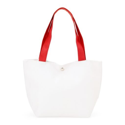 Bolsa Personalizada De Lona 7L - bege com detalhes em vermelho