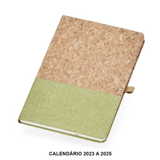 Caderneta Promocional A5 Cortiça - bege com detalhes em verde