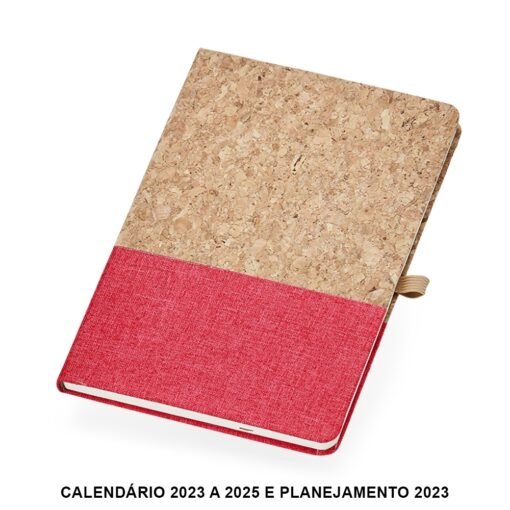 Caderneta Promocional Cortiça - vermelho com detalhes em bege