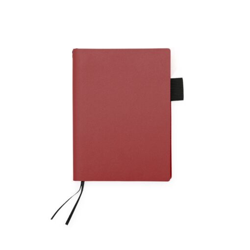 Caderno Personalizado Em Couro Sintético - vermelho com detalhes em preto