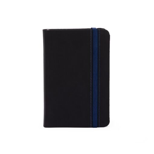 Caderneta Personalizada Emborrachada Com Pauta - preto com detalhes em azul