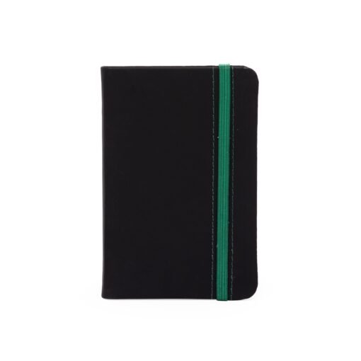 Caderneta Personalizada Emborrachada Com Pauta - preto com detalhes em verde