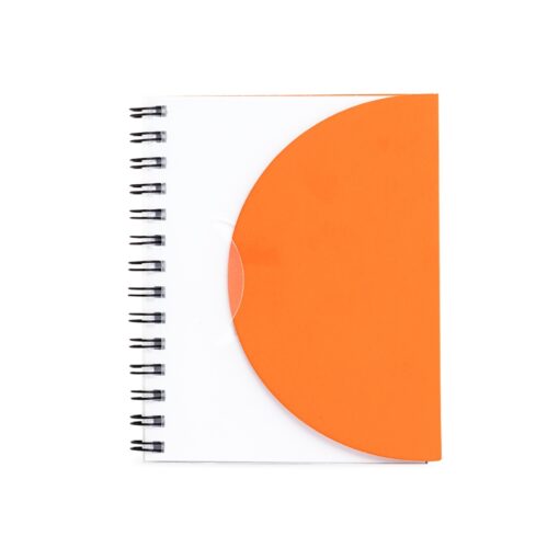 Caderneta Promocional Plástica - laranja com detalhes em transparente