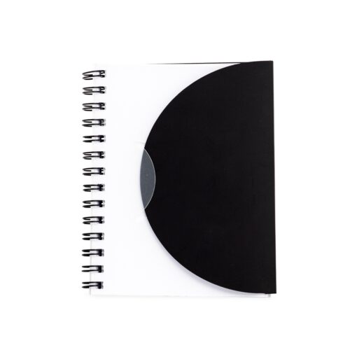 Caderneta Personalizada Plástica - preto com detalhes em transparente